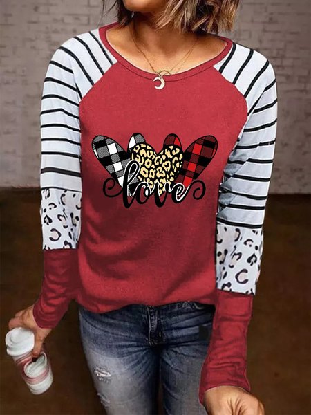 Love Heart Pattern Long Sleeves Crew Neck Plus Size Casual Tops, Multicolor, T-Shirts
Love Heart Pattern Long Sleeves Crew Neck Plus Size Casual Tops, Multicolor, T-Shirts