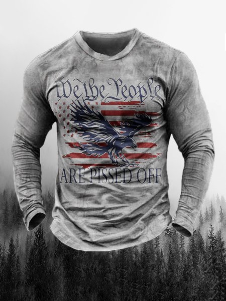 Men's American Eagle Stars and Stripes Graphic Print Round Neck Long Sleeve Tee, Gray, T-shirt
Men's American Eagle Stars and Stripes Graphic Print Round Neck Long Sleeve Tee, Gray, T-shirt