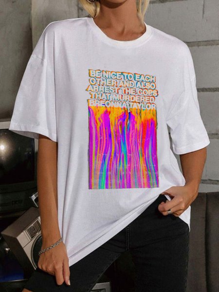 Gradient text print women's spring design T-shirt, Multicolor, Tees & T-shirts