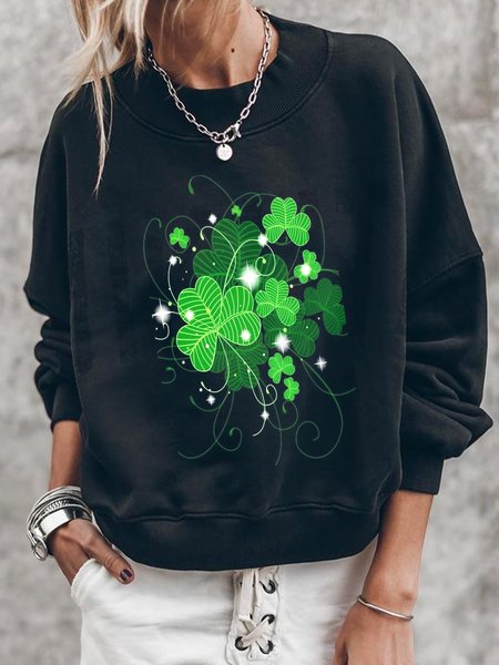 Casual Loosen Sweatshirt, Black, Hoodies & Sweatshirts