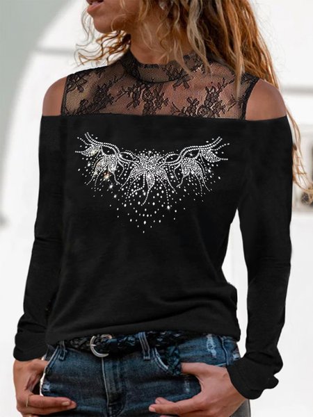 Lace Shiny Floral Pattern Long Sleeves Crew Neck Plus Size Casual Tops, Black, Tops
Lace Shiny Floral Pattern Long Sleeves Crew Neck Plus Size Casual Tops, Black, Tops