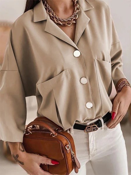 Plain Long Sleeve Lapel Pockets Buttoned Plus Size Casual Women Shirt Tops, Khaki, Blouses & Shirts
Plain Long Sleeve Lapel Pockets Buttoned Plus Size Casual Women Shirt Tops, Khaki, Blouses & Shirts
