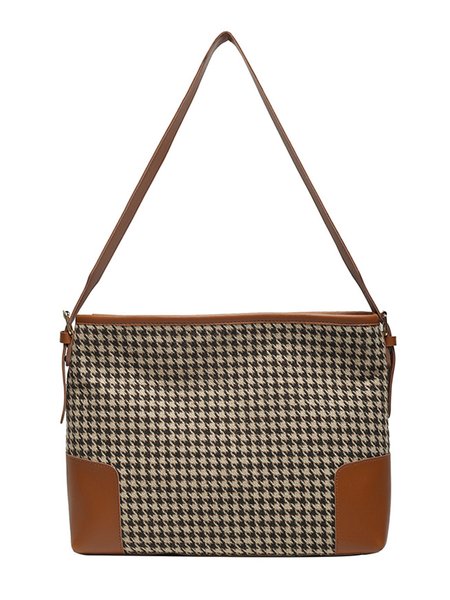 Houndstooth Cloth Stitching PU Leather Commuter Tote Bag, Brown, Women's Bags
Houndstooth Cloth Stitching PU Leather Commuter Tote Bag, Brown, Women's Bags