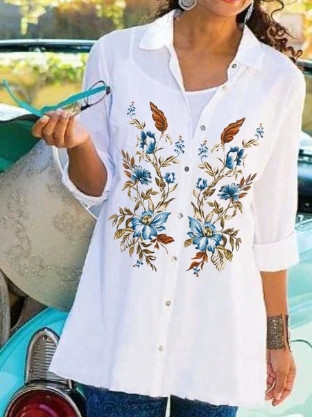Casual Long Sleeve Shirt Collar Plus Size Printed Tops Blouses, White, Blouses & Shirts
Casual Long Sleeve Shirt Collar Plus Size Printed Tops Blouses, White, Blouses & Shirts
