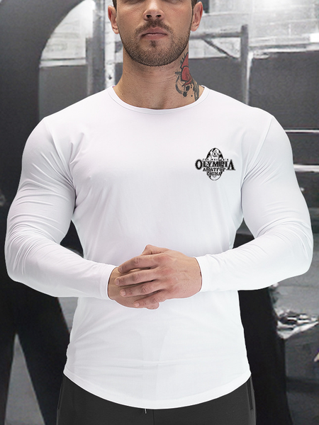 Men's Text Graphic Elements Printed Round Neck Long-Sleeved Stretch Tight Training Sports Tee, White, T-shirt
Men's Text Graphic Elements Printed Round Neck Long-Sleeved Stretch Tight Training Sports Tee, White, T-shirt