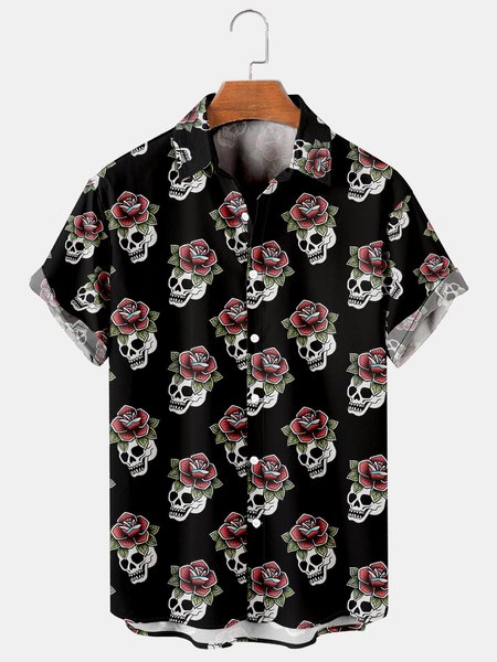 Mens Vintage Skull Print Casual Breathable Short Sleeve Hawaiian Shirts, Black, Men's Floral shirt
Mens Vintage Skull Print Casual Breathable Short Sleeve Hawaiian Shirts, Black, Men's Floral shirt