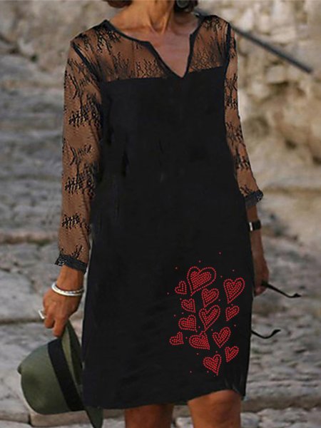 Mesh Long Sleeve Love Hearts Notched Plus Size Casual Dresses, Black, Mini Dresses
Mesh Long Sleeve Love Hearts Notched Plus Size Casual Dresses, Black, Mini Dresses