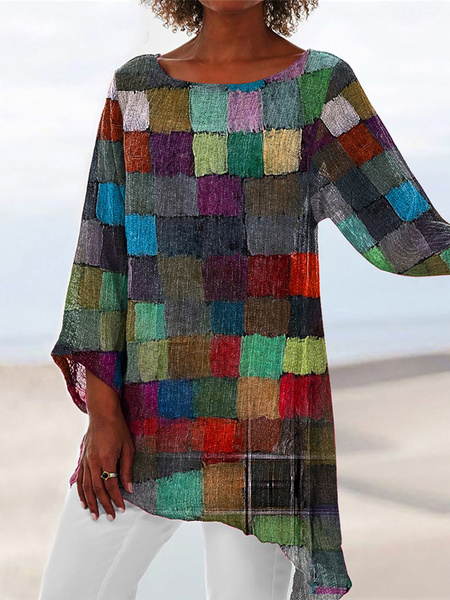 Round neck Casual Asymmetric Loosen Shirts & Tops, Multicolor, Long sleeve tops
Round neck Casual Asymmetric Loosen Shirts & Tops, Multicolor, Long sleeve tops