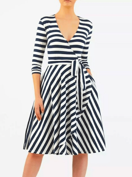 Spring Elegant V Neck Long sleeve Daily Lightweight Long sleeve Knit Dress, Stripe, Midi Dresses
Spring Elegant V Neck Long sleeve Daily Lightweight Long sleeve Knit Dress, Stripe, Midi Dresses