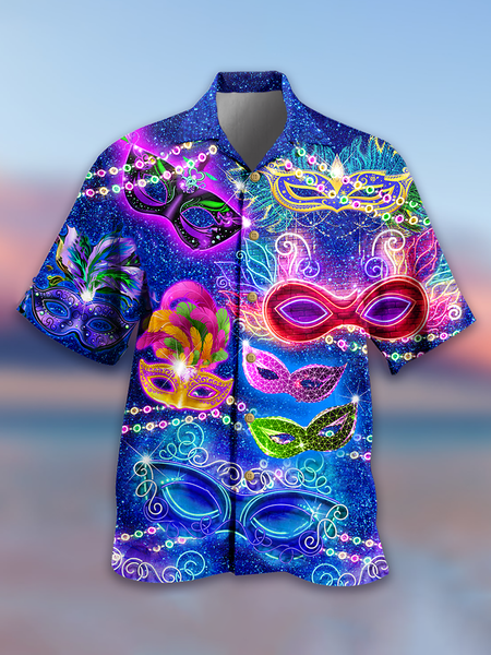 Holiday Leisure Holiday Elements Carnival Feather And Mask Pattern Hawaiian Style Printed Shirt Top, Multicolor, Men's Floral shirt
Holiday Leisure Holiday Elements Carnival Feather And Mask Pattern Hawaiian Style Printed Shirt Top, Multicolor, Men's Floral shirt