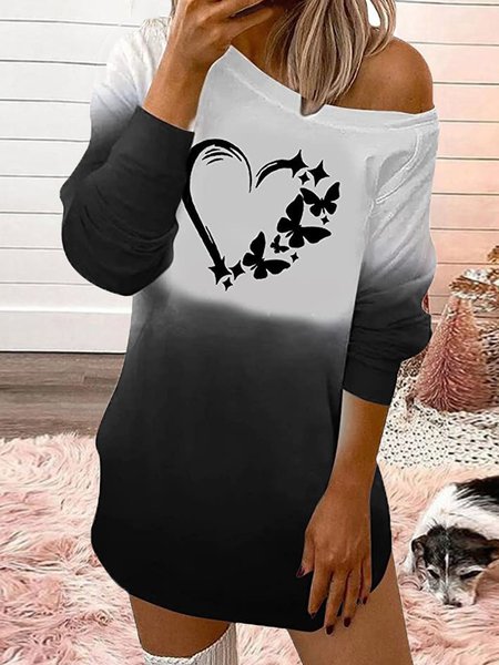 Casual Butterfly Love Printed Loosen Round Neck Long Sleeve Dresses, Black-white, Mini Dresses
Casual Butterfly Love Printed Loosen Round Neck Long Sleeve Dresses, Black-white, Mini Dresses