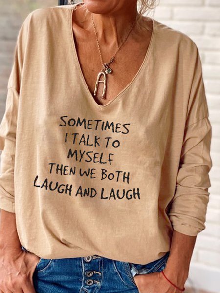 Funny Casual Tops, Light brown, Long sleeves