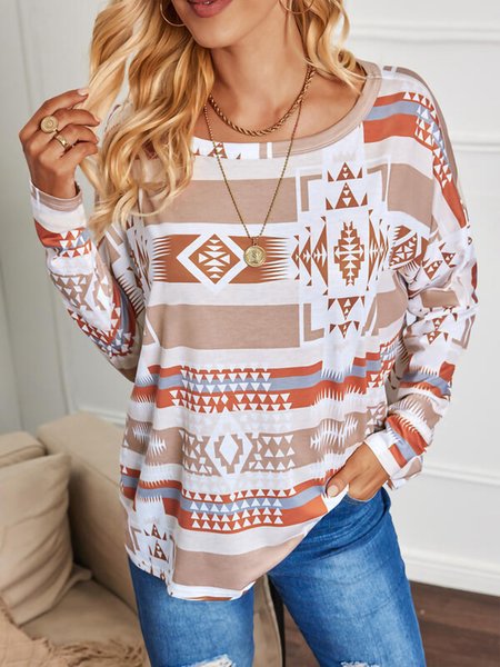 Vacation leisure round neck geometric printing long-sleeved women's T-shirt, Multicolor, Long sleeve tops
Vacation leisure round neck geometric printing long-sleeved women's T-shirt, Multicolor, Long sleeve tops