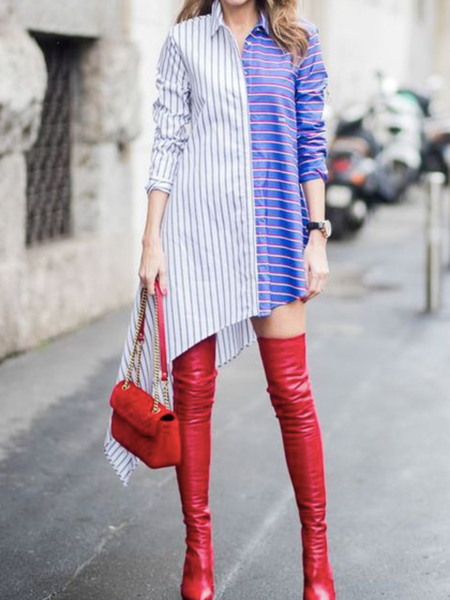 Spring A-line Striped Shirt Collar Elegant Long sleeve Long sleeve Woven Dress, Stripe, Midi Dresses
Spring A-line Striped Shirt Collar Elegant Long sleeve Long sleeve Woven Dress, Stripe, Midi Dresses