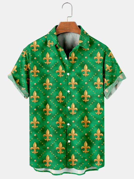 Mens Fleur de lis Print Casual Breathable Short Sleeve Hawaiian Shirts, Green, Men's Floral shirt
Mens Fleur de lis Print Casual Breathable Short Sleeve Hawaiian Shirts, Green, Men's Floral shirt