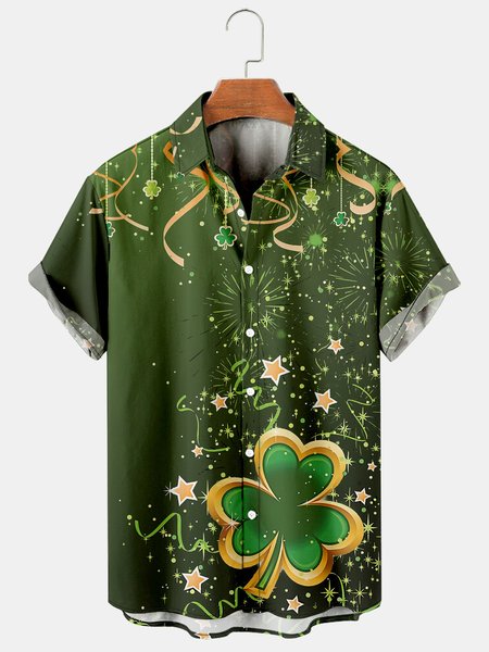 Mens St Patrick‘s Day Shamrock Print Casual Breathable Short Sleeve Hawaiian Shirts, Green, Men's Floral shirt
Mens St Patrick‘s Day Shamrock Print Casual Breathable Short Sleeve Hawaiian Shirts, Green, Men's Floral shirt