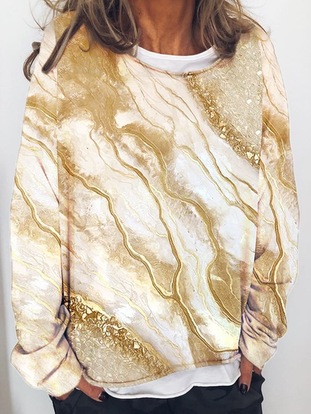 Abstract Casual Shirts & Tops, Yellow, Long sleeve tops