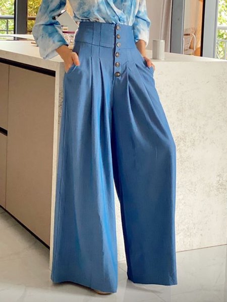 Elegant Pants, Blue, Wide Leg Pants