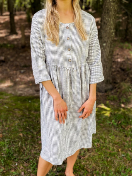 Linen dress with long sleeves and Washed and soft linen dress with buttons Loosen Grid Dresses, White, Casual Dresses
Linen dress with long sleeves and Washed and soft linen dress with buttons Loosen Grid Dresses, White, Casual Dresses
