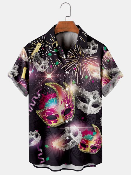 Mens Mardi Gras Carnival Masks Print Casual Breathable Short Sleeve Hawaiian Shirts, As picture, Men's Floral shirt
Mens Mardi Gras Carnival Masks Print Casual Breathable Short Sleeve Hawaiian Shirts, As picture, Men's Floral shirt