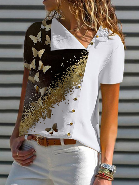 Casual Fashion Butterfly Print Asymmetry Neck Blouses Tops, White, Shirts & Blouses
Casual Fashion Butterfly Print Asymmetry Neck Blouses Tops, White, Shirts & Blouses