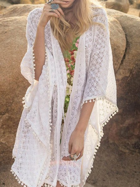 Medium sleeve loose romantic holiday beach date lace flow cardigan coat plain patterned lace Plus Size, White, Coats
Medium sleeve loose romantic holiday beach date lace flow cardigan coat plain patterned lace Plus Size, White, Coats