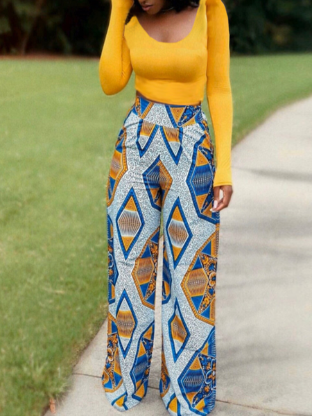 Fashion T-shirt Ethnic geometric pattern trousers Fashion same color upper and lower two-piece set Regular Fit Boho Suits, Yellow, Suit Set
Fashion T-shirt Ethnic geometric pattern trousers Fashion same color upper and lower two-piece set Regular Fit Boho Suits, Yellow, Suit Set