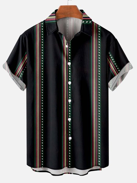 Candy Stripe Short Sleeve Casual Short sleeve shirt, As picture, Shirts