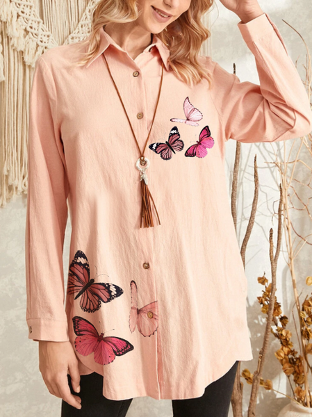 Butterfly Lapel Collar Button Long Sleeve Blouse Casual Butterfly Shirt Collar Shirts & Tops, Pink, Blouses & Shirts
Butterfly Lapel Collar Button Long Sleeve Blouse Casual Butterfly Shirt Collar Shirts & Tops, Pink, Blouses & Shirts