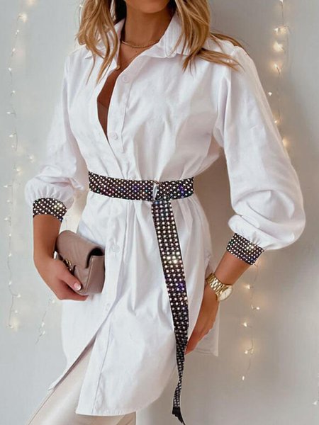 Casual Holiday Lantern Sleeve Sheath Casual Mini Shirt Dresses, White, Casual Dresses
Casual Holiday Lantern Sleeve Sheath Casual Mini Shirt Dresses, White, Casual Dresses