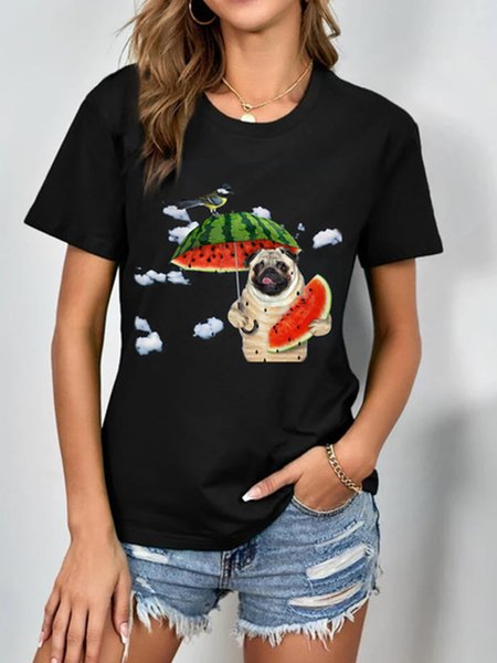 Funny dog pattern print spring new product design ladies T-shirt, Black, T-Shirts
Funny dog pattern print spring new product design ladies T-shirt, Black, T-Shirts