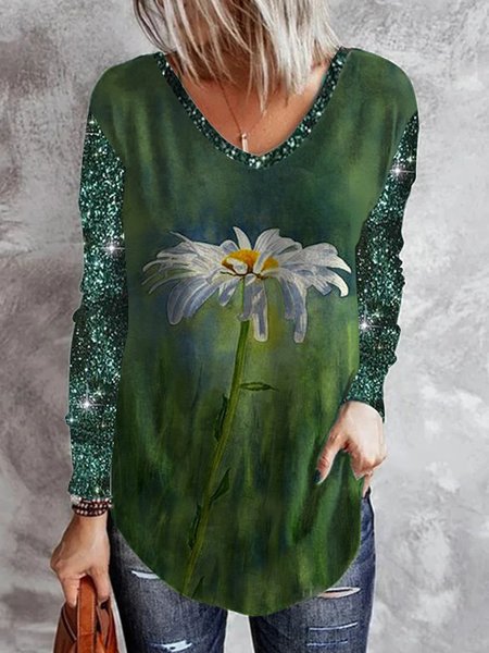 Long sleeve V-neck geometric flower mosaic plain Sequin fabric fit holiday top T-shirt Plus Size Gliter Sequins, Green, Long sleeve tops
Long sleeve V-neck geometric flower mosaic plain Sequin fabric fit holiday top T-shirt Plus Size Gliter Sequins, Green, Long sleeve tops