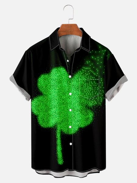 Four-Leaf Clover Graphic Casual Breathable Short Sleeve Hawaiian Shirts, Black, Men's Floral shirt
Four-Leaf Clover Graphic Casual Breathable Short Sleeve Hawaiian Shirts, Black, Men's Floral shirt