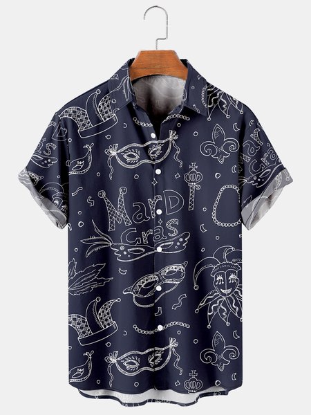 Mardi Gras Graphic Casual Breathable Short Sleeve Hawaiian Shirts, As picture, Men's Floral shirt
Mardi Gras Graphic Casual Breathable Short Sleeve Hawaiian Shirts, As picture, Men's Floral shirt