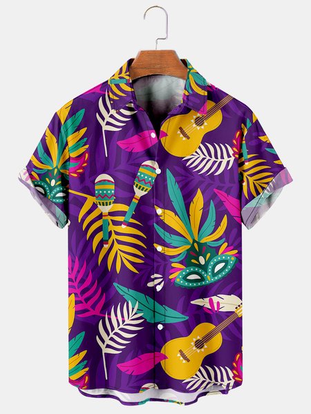 Mardi Gras Graphic Casual Breathable Short Sleeve Hawaiian Shirts, As picture, Men's Floral shirt
Mardi Gras Graphic Casual Breathable Short Sleeve Hawaiian Shirts, As picture, Men's Floral shirt
