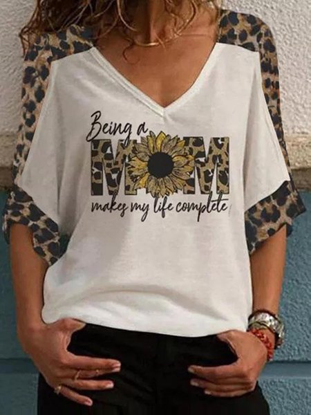 Boho Leopard Letter V Neck Cotton Blends Raglan Sleeve Shirts & Tops, White, T-Shirts
Boho Leopard Letter V Neck Cotton Blends Raglan Sleeve Shirts & Tops, White, T-Shirts