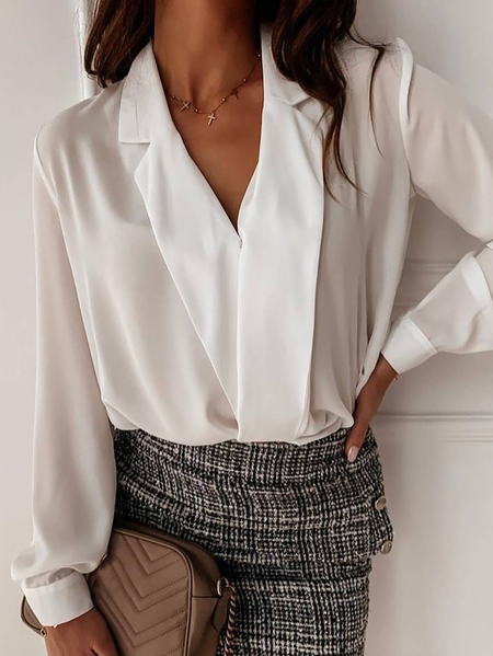 Plus size Casual Shirts & Tops, White, Blouses & Shirts