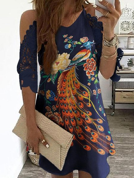 Peacock Floral Lace Half Sleeve V Neck Plus Size Casual Dresses, Navy blue, Mini Dresses
Peacock Floral Lace Half Sleeve V Neck Plus Size Casual Dresses, Navy blue, Mini Dresses