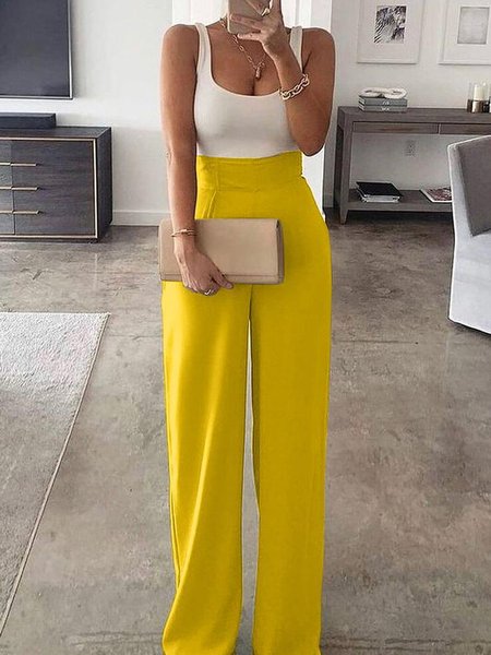 Loose wide legs show young new designer comfortable women's trousers, Yellow, Pants
Loose wide legs show young new designer comfortable women's trousers, Yellow, Pants
