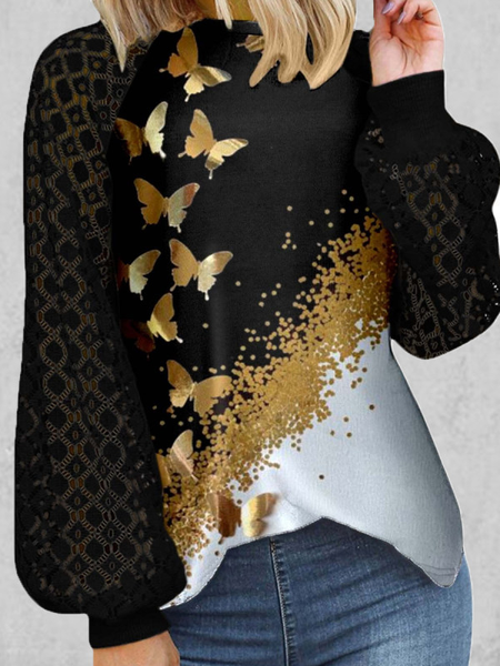 Raglan Sleeve Loosen Butterfly Color Block Shirts & Tops, Black, Long sleeve tops
Raglan Sleeve Loosen Butterfly Color Block Shirts & Tops, Black, Long sleeve tops