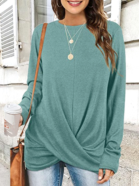 Women's Tunic Front Twist Long Sleeve Crew Neck Shirt Plain Casual Shirts & Tops, Green, Long sleeve tops
Women's Tunic Front Twist Long Sleeve Crew Neck Shirt Plain Casual Shirts & Tops, Green, Long sleeve tops
