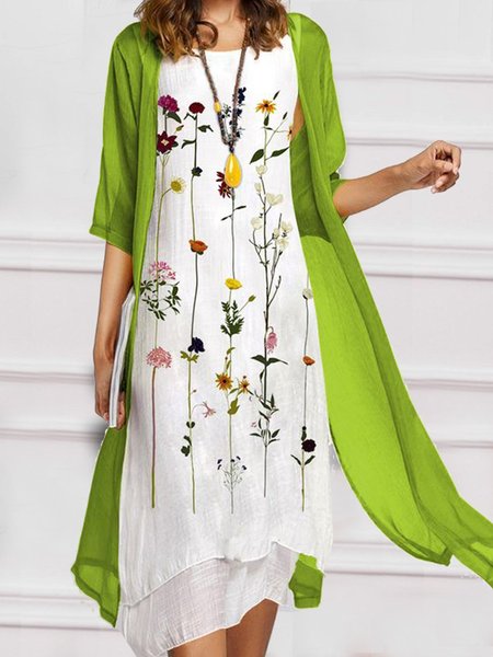 Two Piece Casual Round Neck Floral Print Linen Half Sleeve Solid Dresses, Green, Suit Set
Two Piece Casual Round Neck Floral Print Linen Half Sleeve Solid Dresses, Green, Suit Set