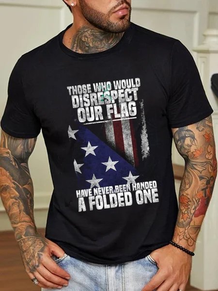 "Those Who Disrespect Our National Flag Have Never Received" T-shirt, Black, Men's t-shirts