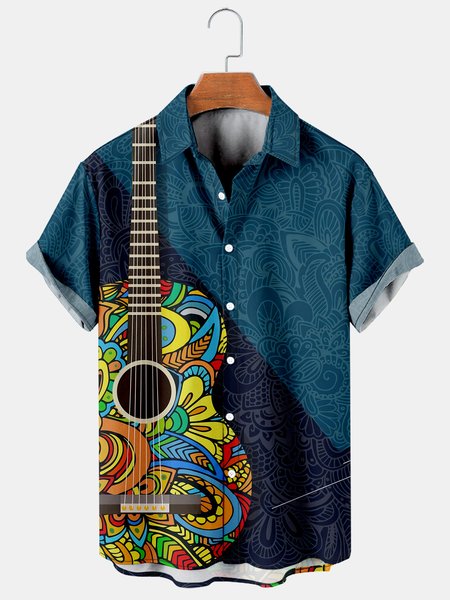 Mens Boho Folk Guitar Casual Breathable Short Sleeve Hawaiian Shirts, Blue, Men's Floral shirt
Mens Boho Folk Guitar Casual Breathable Short Sleeve Hawaiian Shirts, Blue, Men's Floral shirt