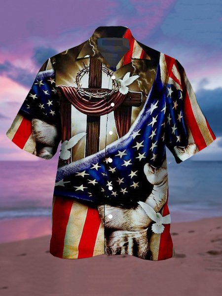 Mens American Flag Easter Crucifix Jesus Dove Print Casual Breathable Short Sleeve Hawaiian Shirts, Blue, Men's Floral shirt
Mens American Flag Easter Crucifix Jesus Dove Print Casual Breathable Short Sleeve Hawaiian Shirts, Blue, Men's Floral shirt