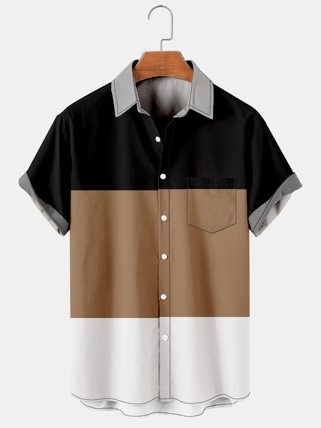 Mens Color-block Casual Breathable Chest Pocket Short Sleeve Hawaiian Shirts, Black, Men's Floral shirt
Mens Color-block Casual Breathable Chest Pocket Short Sleeve Hawaiian Shirts, Black, Men's Floral shirt
