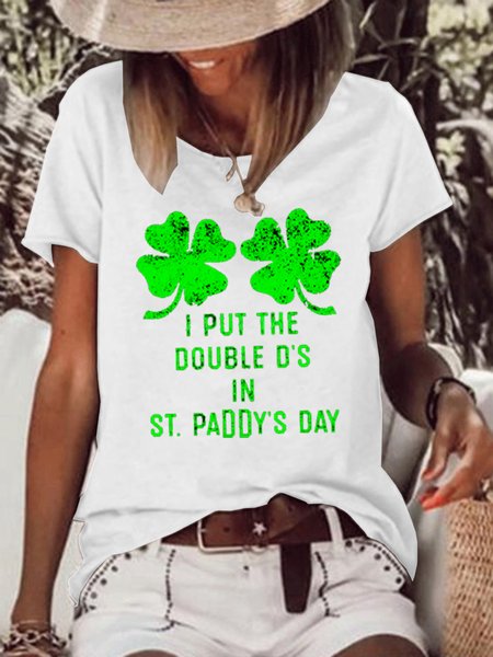 Funny St. Patrick's Day Crew Neck Short Sleeve T-Shirt, White, T-shirts