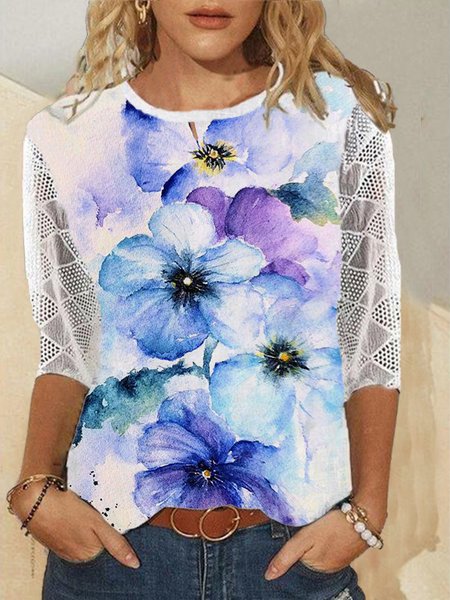 Round Neck Casual Shirts & Tops, White, Tops