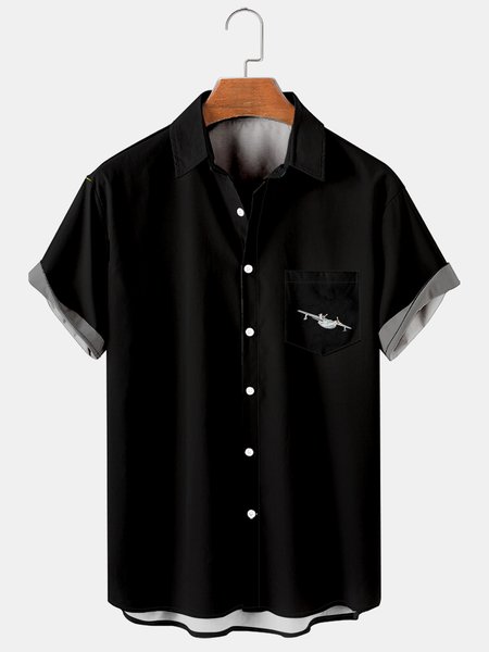 Holiday Style Hawaiian Series Coconut Tree Flower Plane Element Pattern Lapel Short-Sleeved Shirt Print Top, Black, Men's Floral shirt
Holiday Style Hawaiian Series Coconut Tree Flower Plane Element Pattern Lapel Short-Sleeved Shirt Print Top, Black, Men's Floral shirt