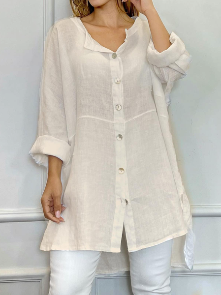 Casual Loosen Shirts & Tops, White, Blouses & Shirts